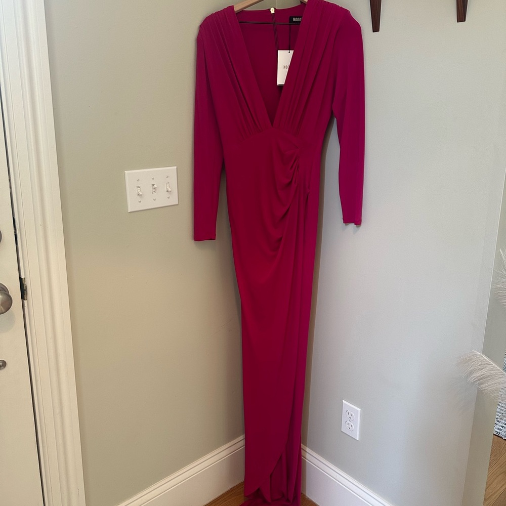 Nookie Pink Ruched Long Sleeve Gown - Picture 6 of 9